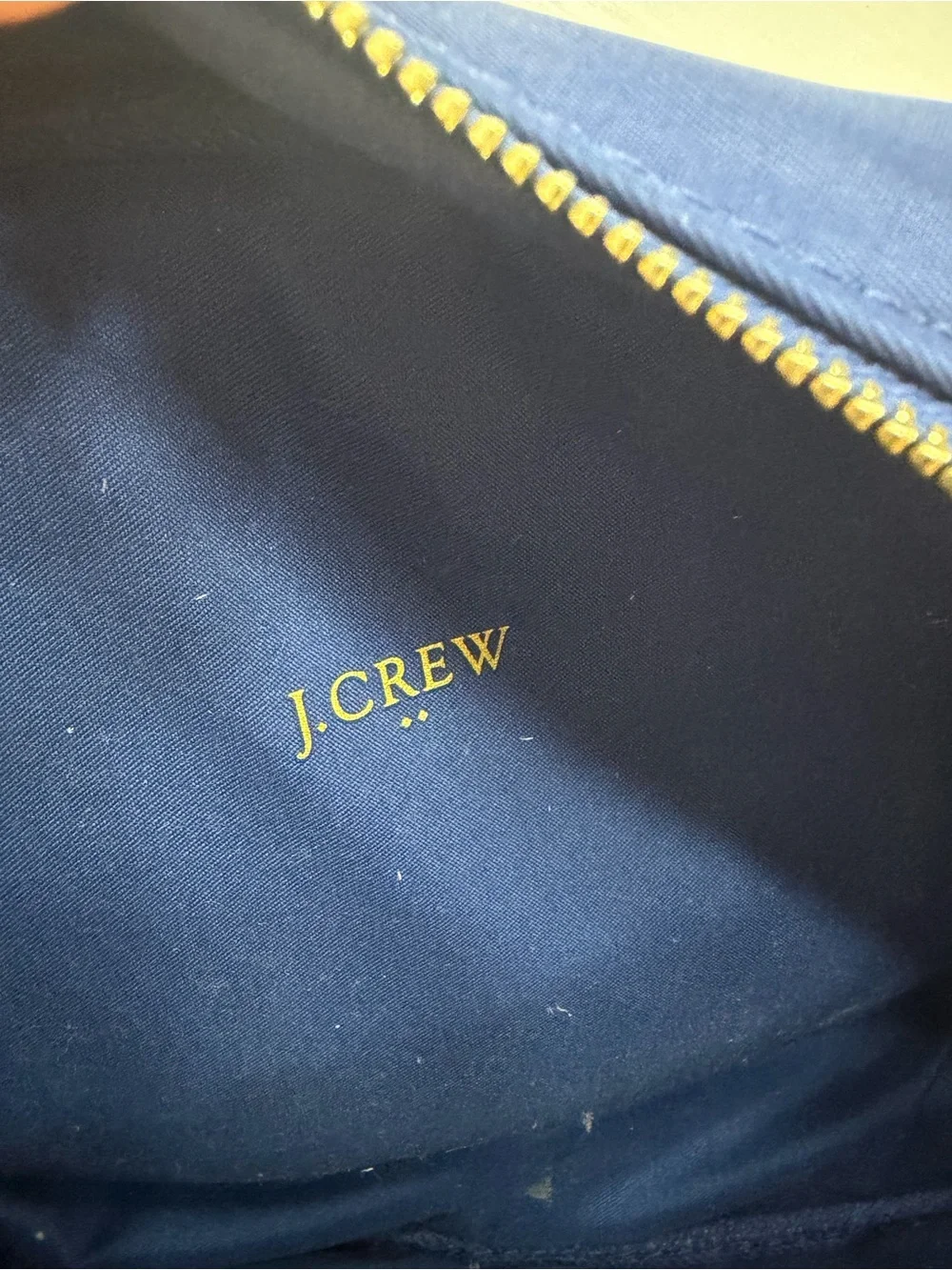 J Crew Navy Cosmetic Bag with Pink Charm Patches